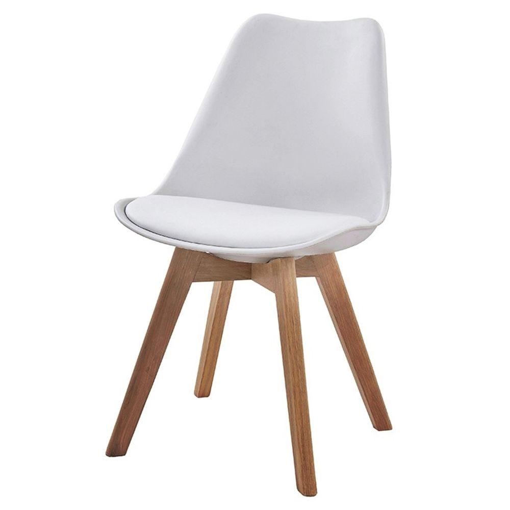 Cadeira Mkc 035 Assento Em Pu Branco Com Base Madeira Natural Cadeira Mkc 035 Assento Em Pu Branco Com Base Madeira Natural