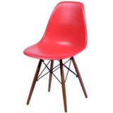 Cadeira-Eames-Polipropileno-Vermelho-Fosco-Base-Escura