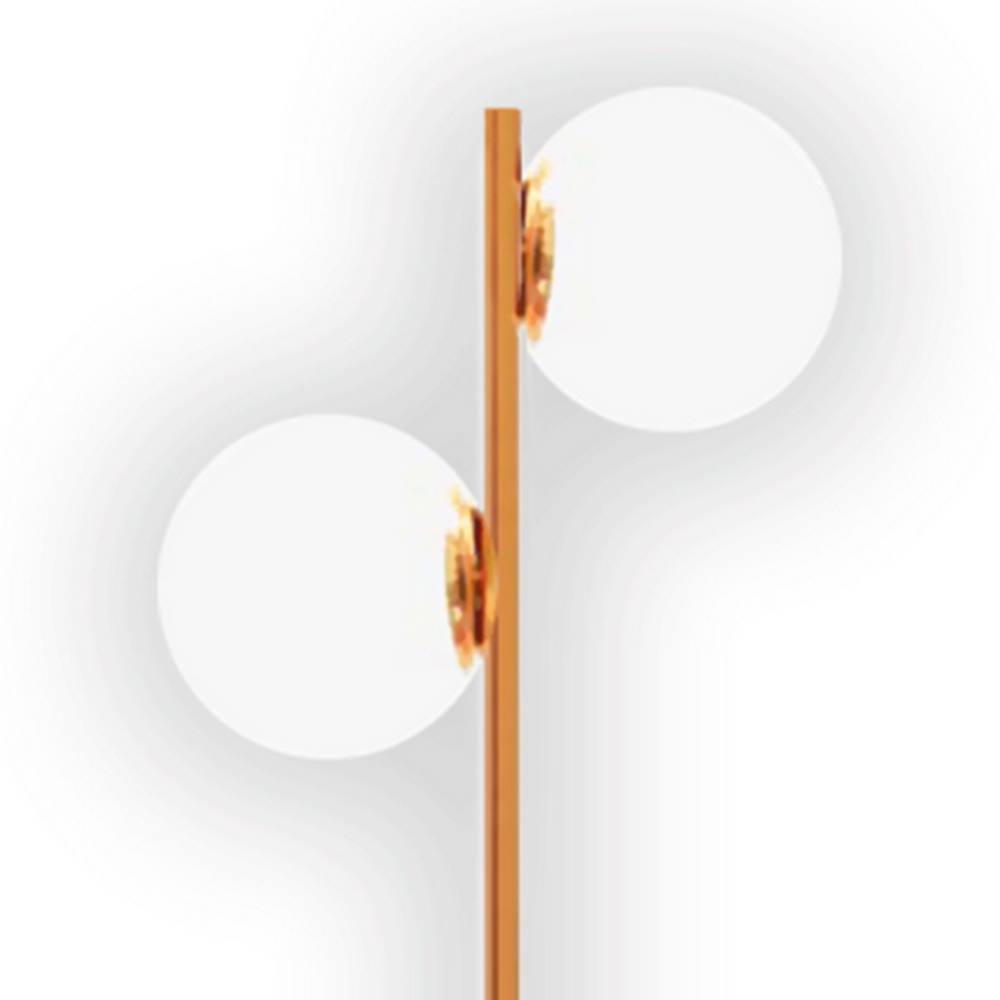 Luminaria de Chao Gloob Aco Cobre Escovado com Marmore Branco 1,42 MT