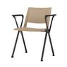 Kit-5-Cadeiras-Up-com-Bracos-Assento-Bege-Base-Fixa-Preta---57811