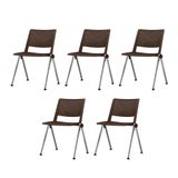 Kit-5-Cadeiras-Up-Assento-Marrom-Base-Fixa-Cromada---57827