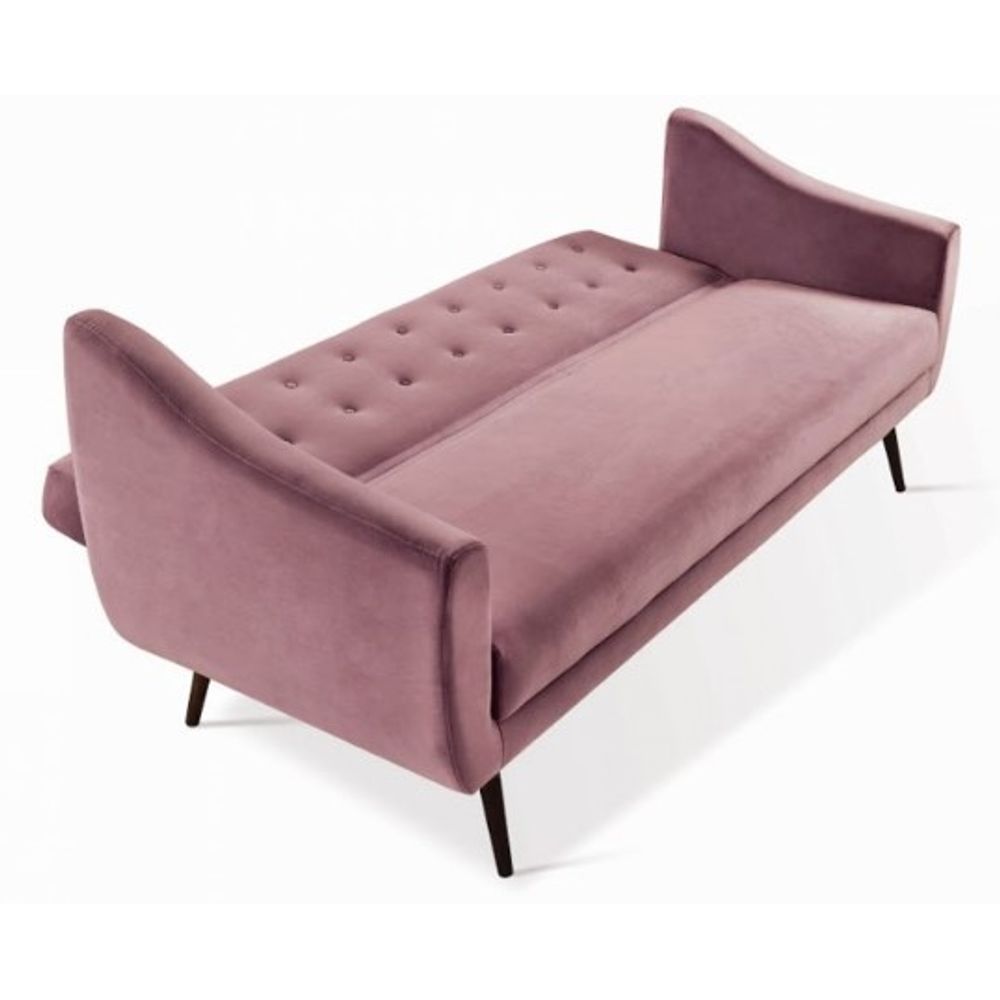 Sofa Cama Mister Veludo Rosa Base Preta 210cm 61324 Sun House