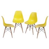 Kit-com-4-Cadeiras-Eames-Polipropileno-Base-Madeira-na-Cor-Amarela---64556