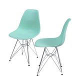 Kit-com-2-Cadeiras-Eames-Policarbonato-com-Base-Cromada-na-Cor-Verde-Tiffany