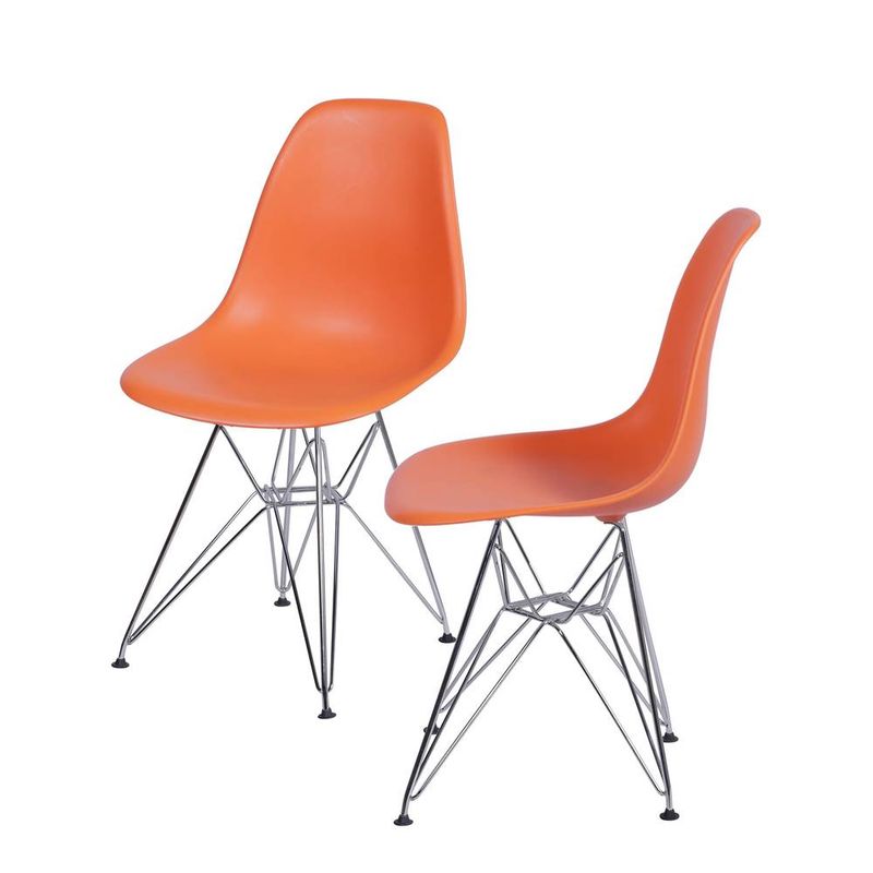 Kit-com-2-Cadeiras-Eames-Policarbonato-com-Base-Cromada-na-Cor-Laranja---64544