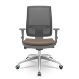 Cadeira-Brizza-Diretor-Grafite-Tela-Preta-com-Assento-Vinil-Marrom-Base-Autocompensador-Aluminio-