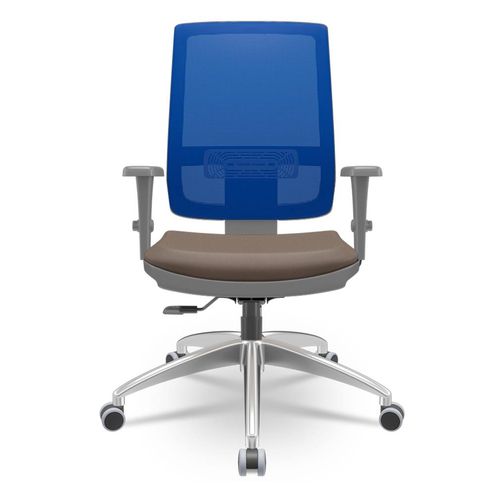Cadeira-Brizza-Diretor-Grafite-Tela-Azul-Assento-Vinil-Marrom-Base-RelaxPlax-Aluminio