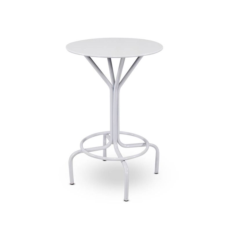 mesa bistro porto alegre redonda em aço na cor branco  60cm de largura