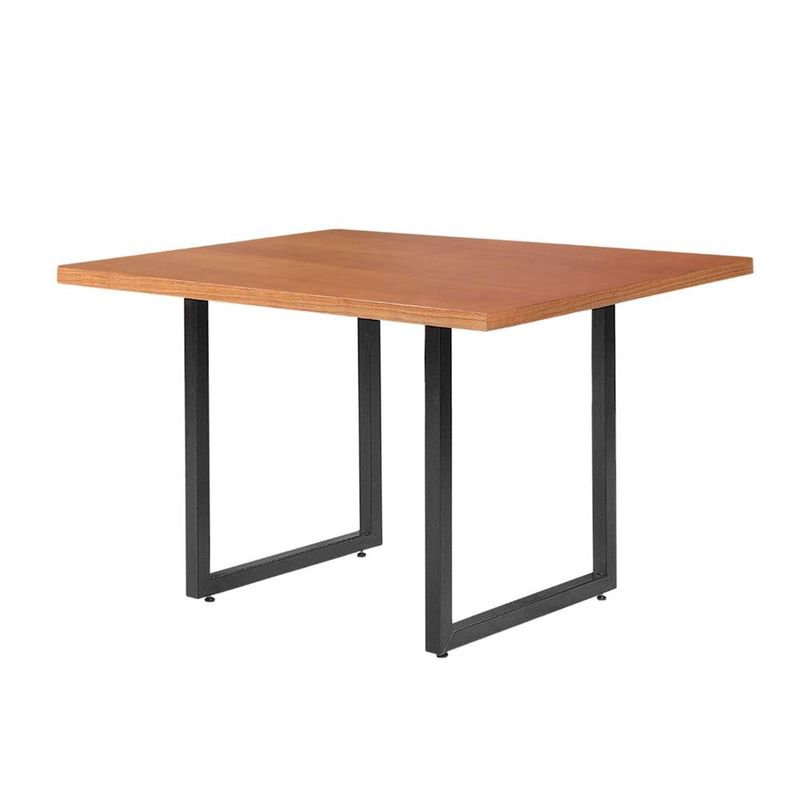 mesa de jantar toulouse base em aço na cor preto tampo em madeira maciça 120cm de largura