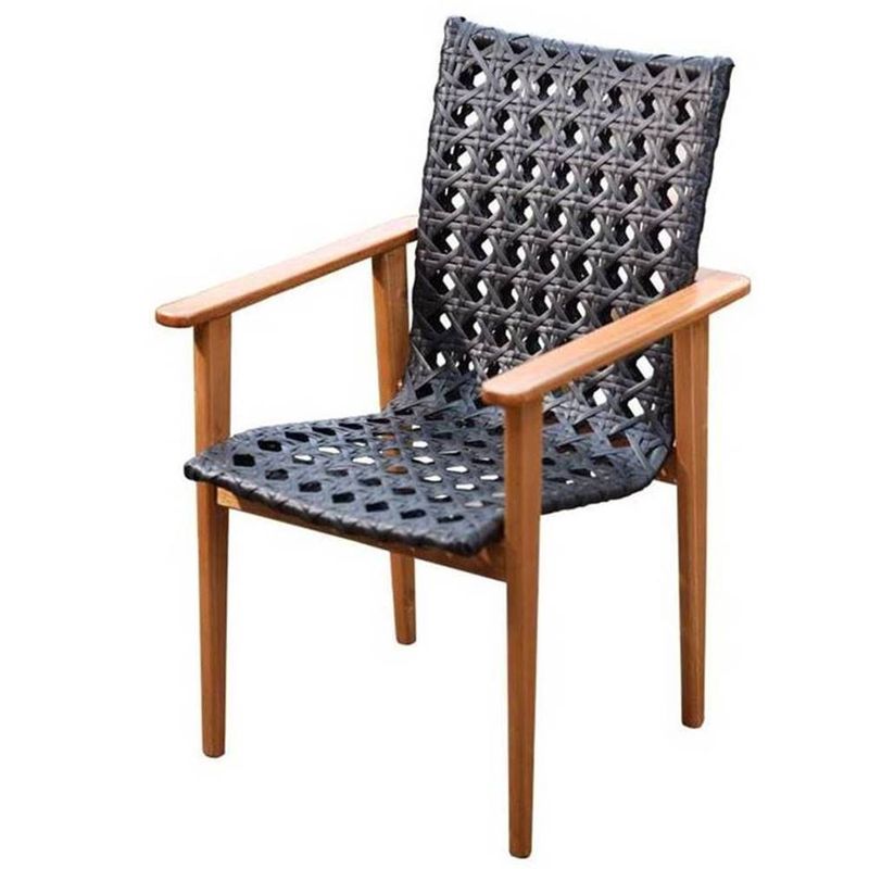 cadeira albi estrutura e apoio para os braços em madeira maciça assento e encosto em junco preto