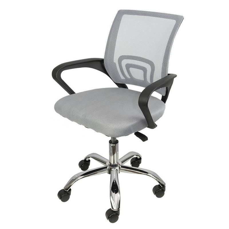 Cadeira office osorno com tela mesh cinza apoio para os braços preto