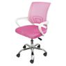 cadeira office osorno tela mash  na cor rosa  apoio para os braços branco