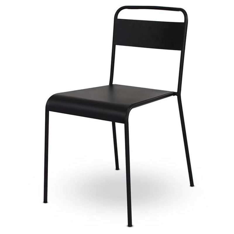 cadeira santarem sem braço estrutura e assento em aço preto fosco