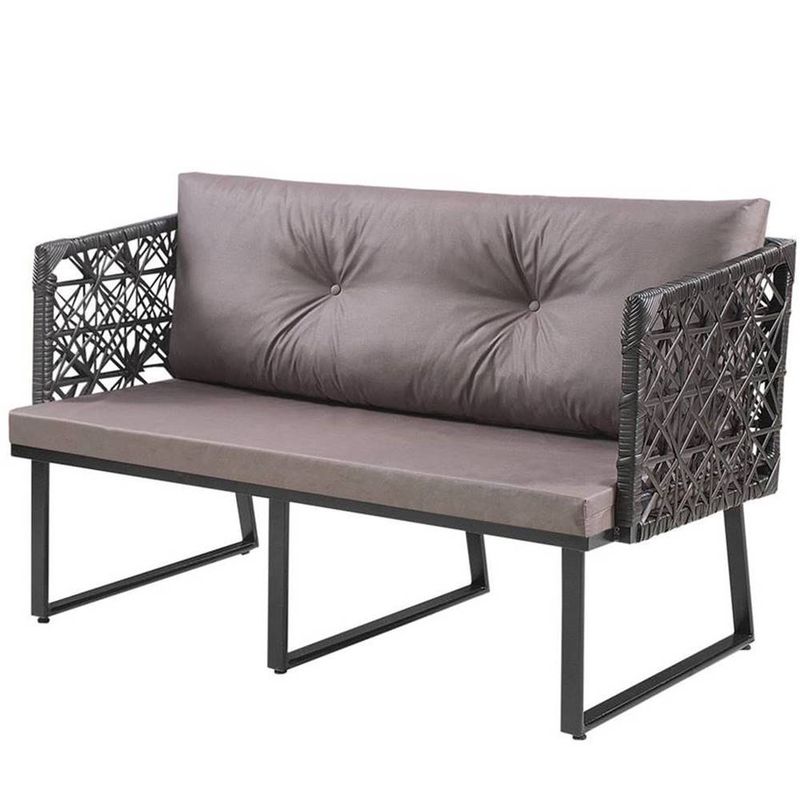 sofa de 2 lugares lacce estrutura em aluminio revestida em junco com assento e encosto estofado na cor grafite