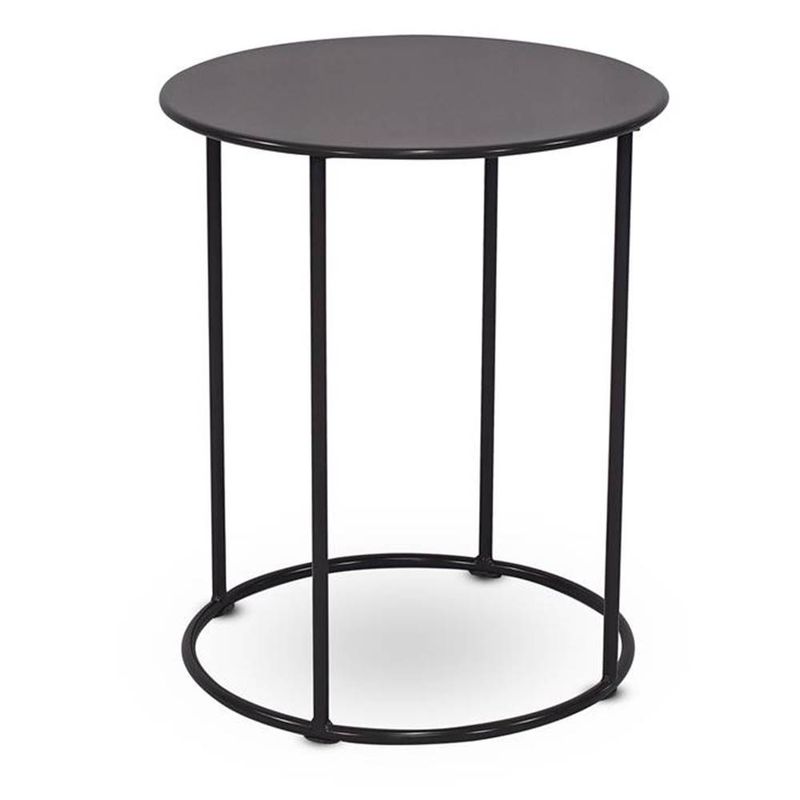 mesa lateral maceio  estrutura e tampo em aço cor preto fosco 50cm de altura