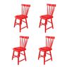 kit com 4 cadeiras skand sem braços  em madeira assento escavado na cor vermelho