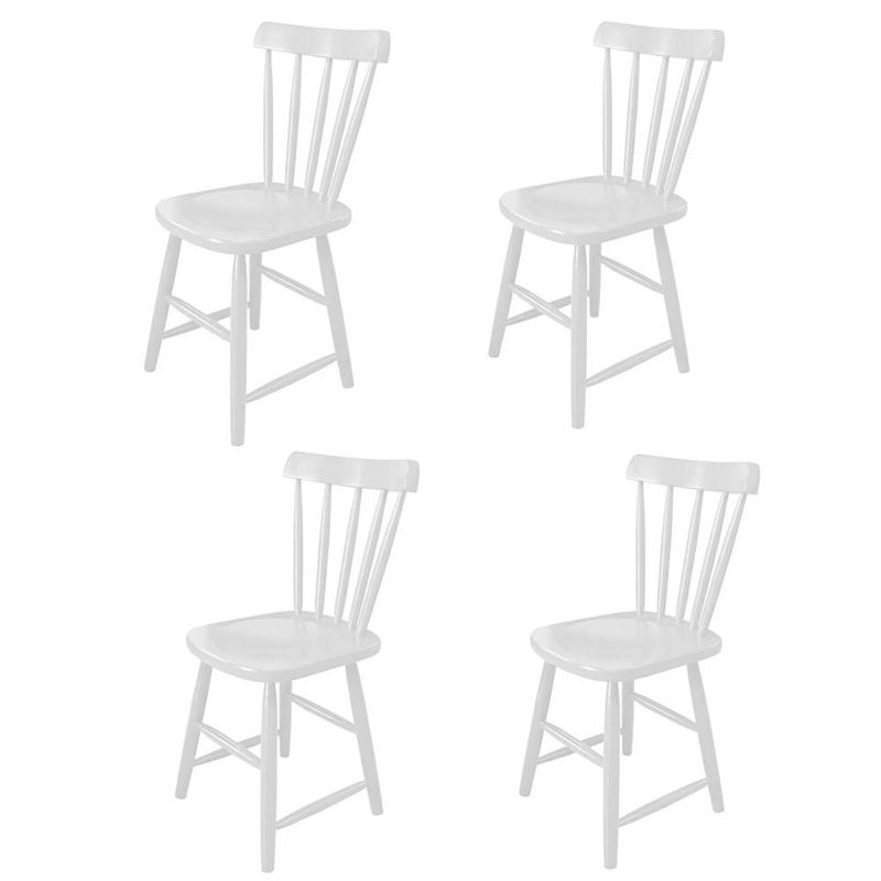kit de cadeiras skand em madeira na cor branco fosco sem braços e com assento escavado