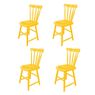 kit com 4 cadeiras skand sem braços, em madeira assento escavado cor amarelo