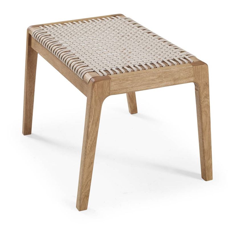 banco sintra estrutura madeira com acabamento stain jatoba assento com corda transada  na cor areia