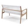 sofa de 2 lugares estrutura em madeira maciça encosto em corda e assento estofado na cor braco 127cm de largura