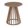 mesa lateral dover redonda base e tampo em madeira maciça