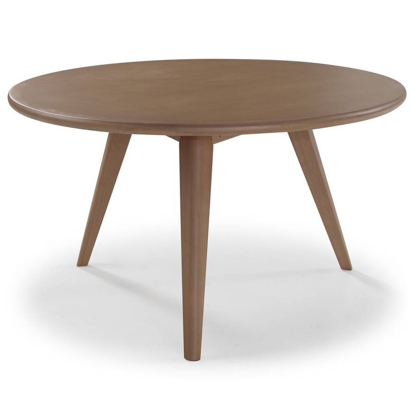 mesa de centro suez redonda em madeira acabamento em verniz amendoa