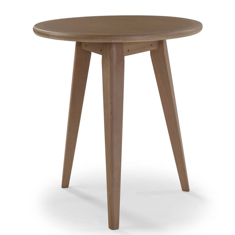 mesa lateral suez tampo e base de madeira acabamento verniz amêndoa 50cm de largura