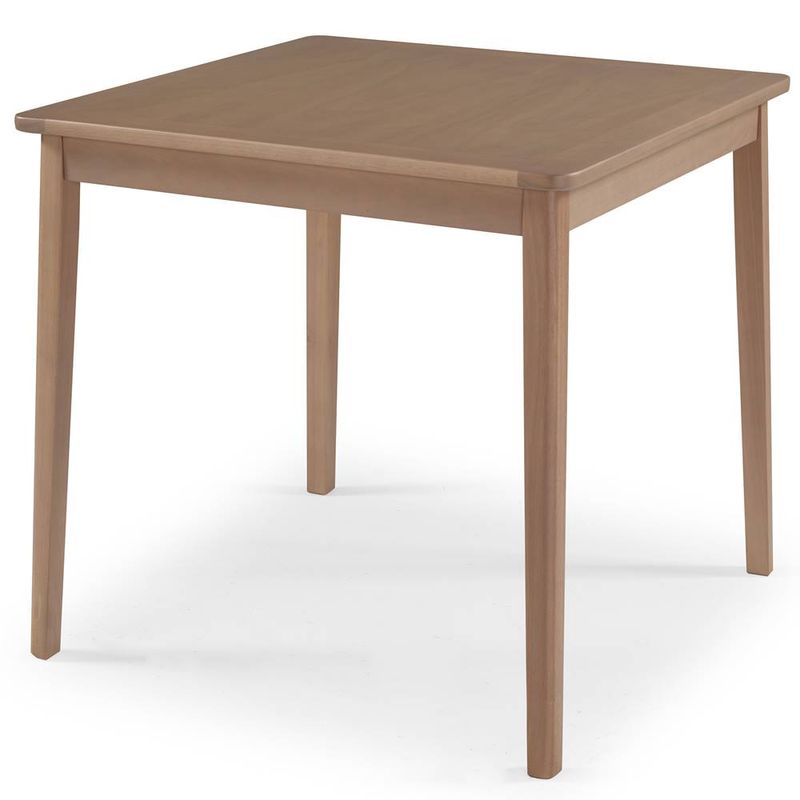 mesa quadrada suez 80cm de largura tampo e base em madeira acabamento verniz amendoa