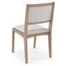 cadeira suez estrutura em madeira com acabamento em verniz amendoa assento e encosto na cor cru calandro