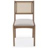 cadeira suez estrutura em madeira com acabamento verniz amendoa assento estofado e encosto em fibra