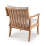 Poltrona London estrutura em madeira acabamento verniz mel assento e encosto estofado com tecido na cor  cru