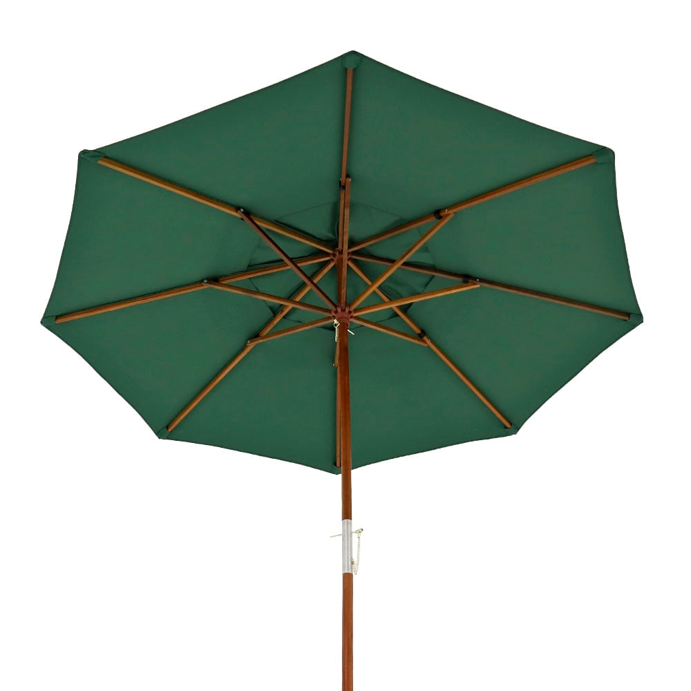 Ombrellone verde a raggiera con manovella D270xH230 cm