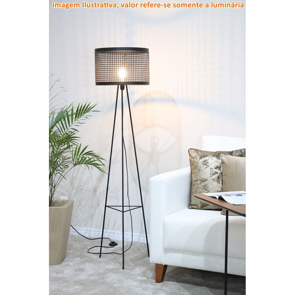 Luminária de Chão Jade em Metal Preto 153cm 69318 Sun House