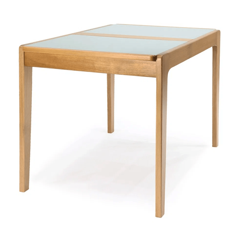 Mesa Elástica Kapana Tampo Vidro Fendi Claro Base Amêndoa 115cm 69545