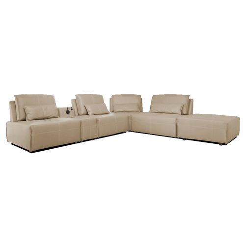 Sofa-Yale-4-Lugares---Puff-e-Console-com-Luminaria-Couro-Perola-330cm---69949