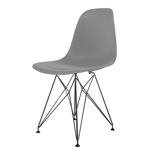 Kit 2 Cadeiras Eames Polipropileno Cinza Base Eiffel Preta - 75444