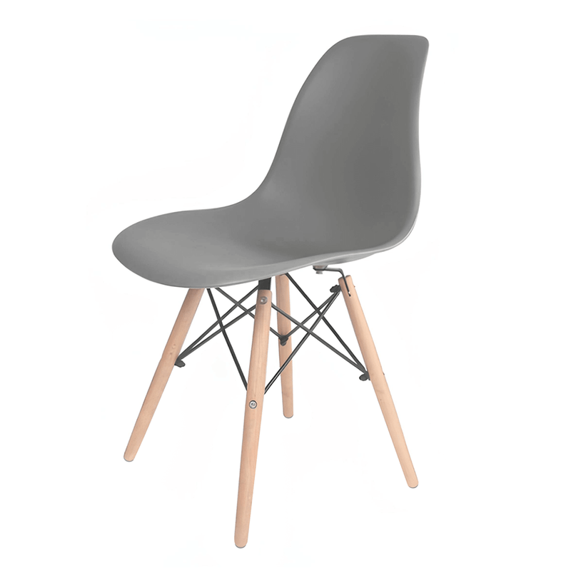 Kit 2 Cadeiras Eames Polipropileno Cinza Base Dsw Madeira - 75454